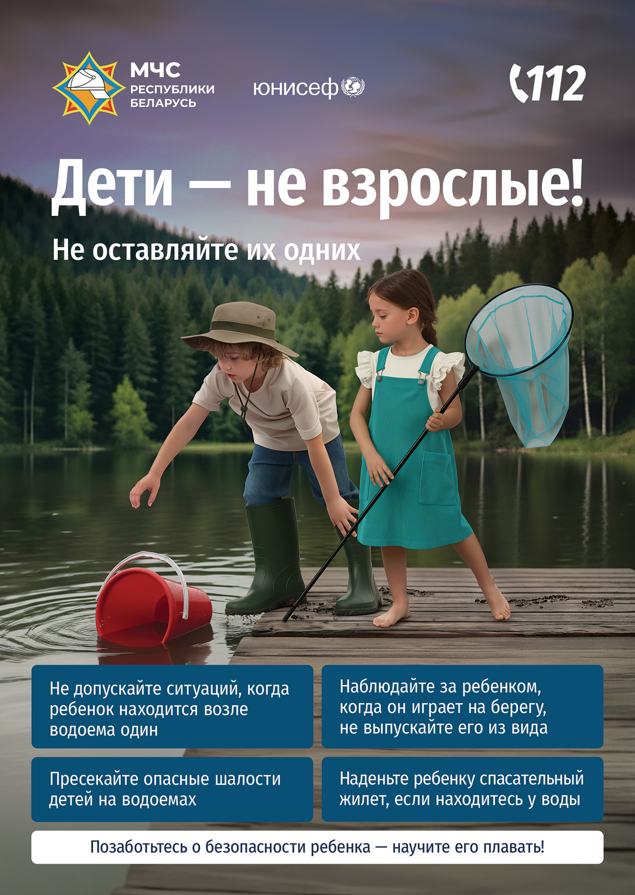 Листовка МЧС Мальчик у водоема НР A5 01